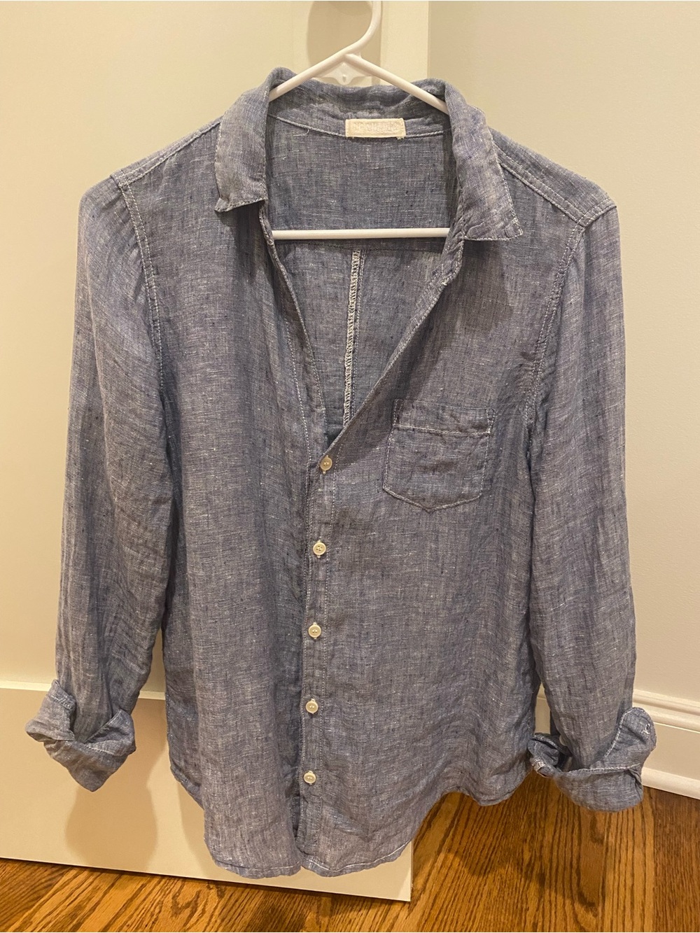 CP Shades Women’s Lightweight Linen Button-Up Shirt - Blue, size small